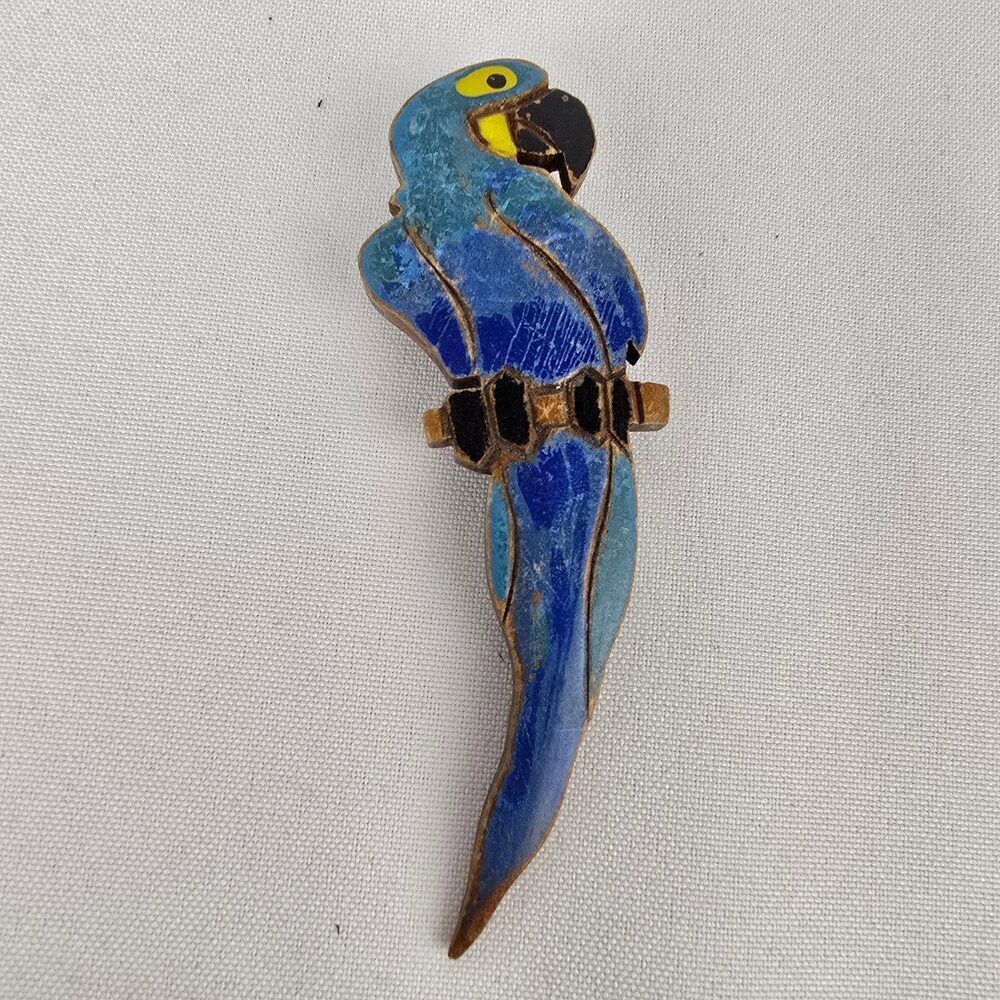 Blue Rhinestone Bird Wing Brooch